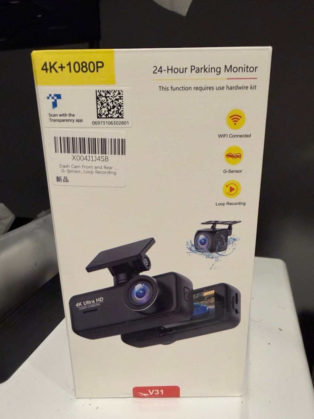 4K+1080P On-Dash Camera V31 - Black